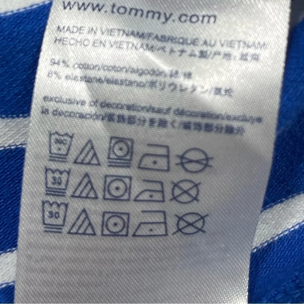 Tommy Hilfiger polo shirt open V-neck white and blue stripes women’s size S - Picture 12 of 17